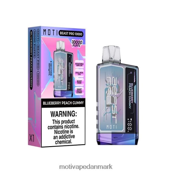 MOTI Beast Pro engangsdamp (5%, 10000 pust) blåbær fersken gummiagtig NXFN39 MOTI Vape For Sale