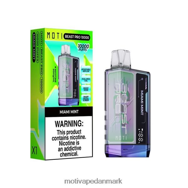 MOTI Beast Pro engangsdamp (5%, 10000 pust) miami mynte NXFN48 MOTI Vape Disposable Danmark