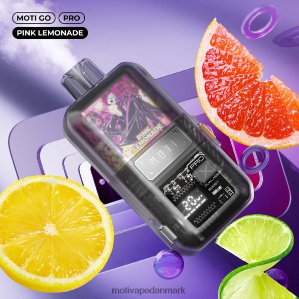 MOTI Go Pro engangsdamp (5%, 12000 pust) lyserød limonade NXFN18 MOTI Vape Disposable Danmark