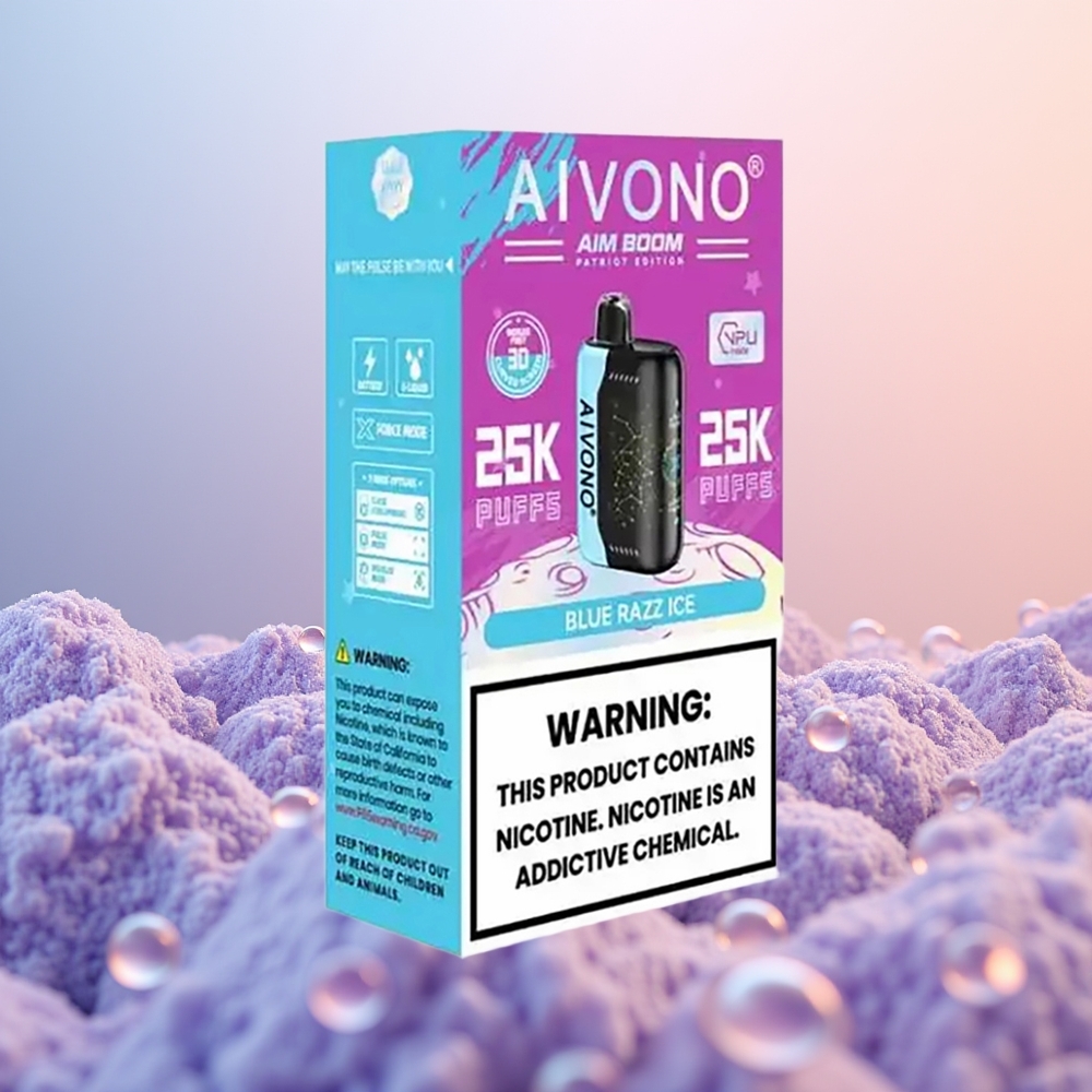 Aivono Aim Boom 25000 Blå Hindbær Is med 650mAh og 1.2 ohm Mesh Coil