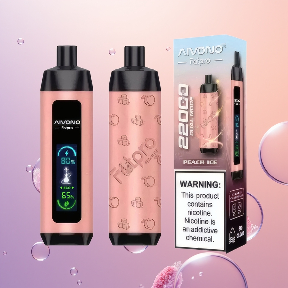 Aivono Aim Fatpro 22000 Fersken Is med 28ml E-liquid og 0.6 ohm Mesh Coil