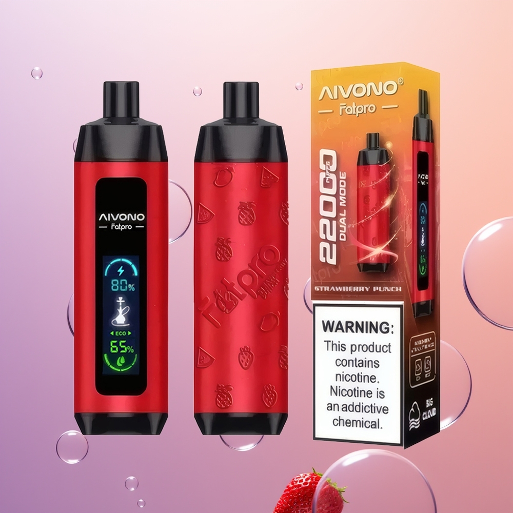 Aivono Aim Fatpro 22000 Jordbær Punch med 28ml E-liquid & 0.6 ohm Mesh Coil