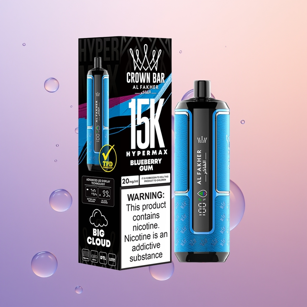 Al Fakher Crown Bar 15K Hypermax Blåbær Tyggegummi 22ml 600mAh