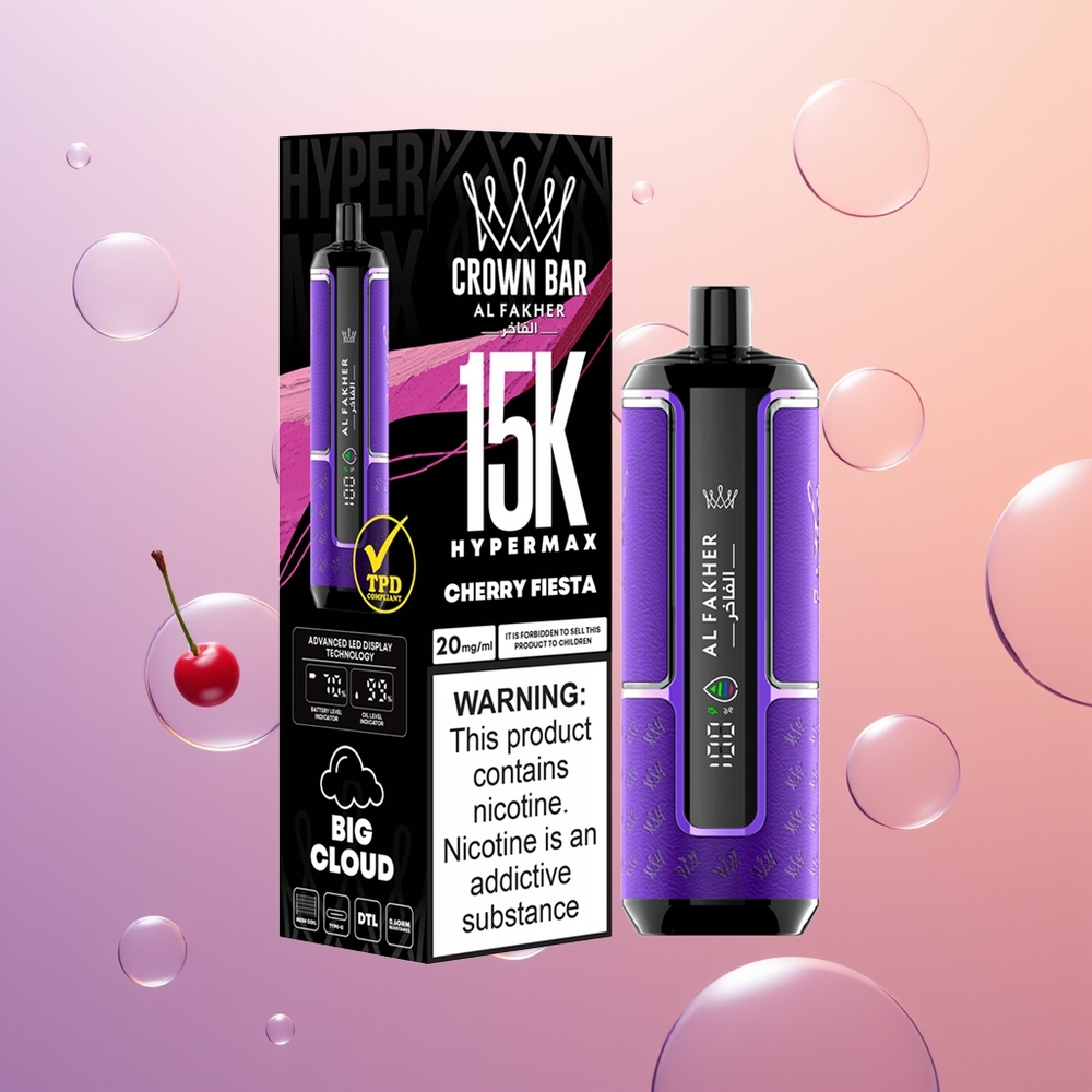 Al Fakher Crown Bar 15K Hypermax Kirsebær Fest 22ml 600mAh