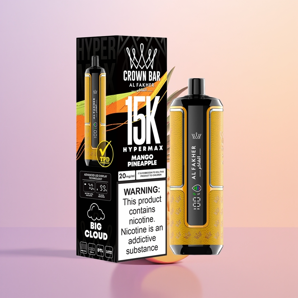 Al Fakher Crown Bar 15K Hypermax Mango Ananas Hyper Let-lunge Kompakt