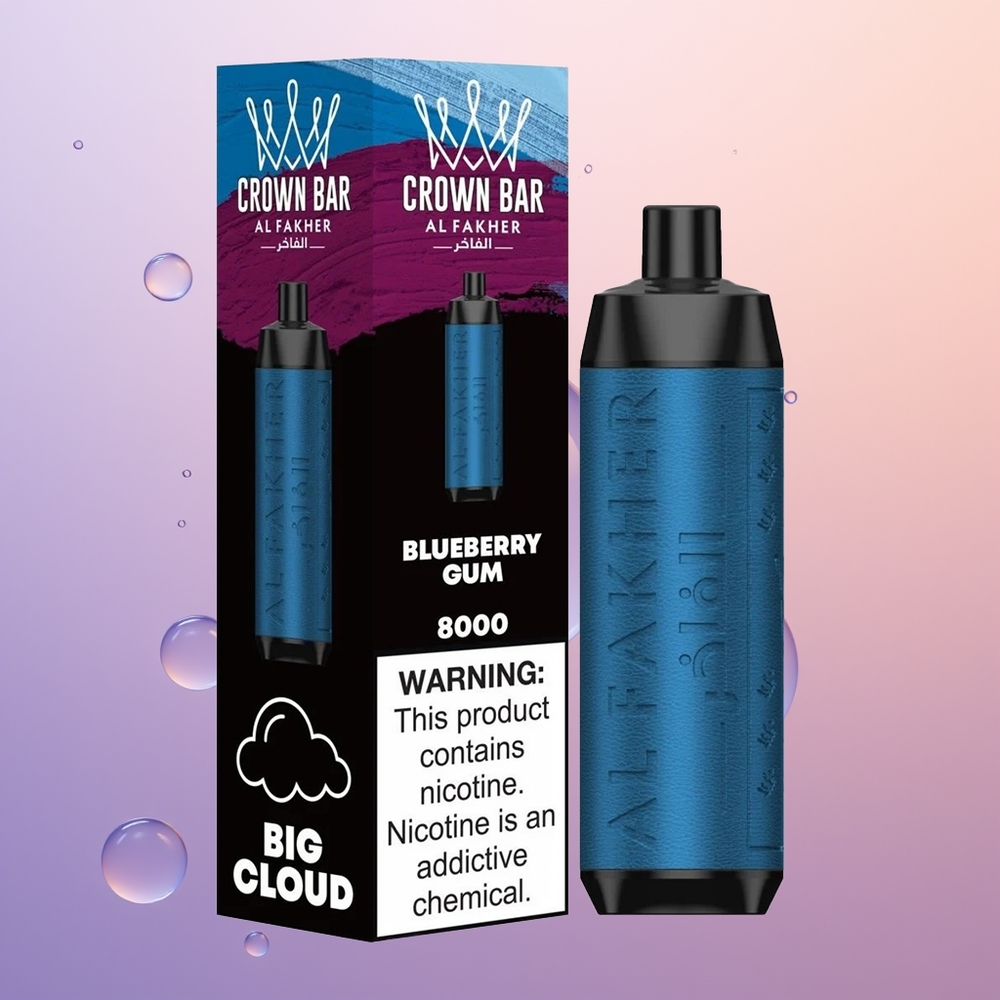 Al Fakher Crown Bar 8000 Crystal Blåbær Tyggegummi 600mAh Type-C