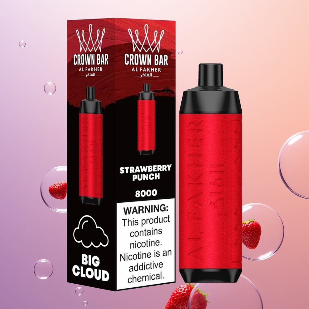 Al Fakher Crown Bar 8000 Crystal Jordbær Punch 600mah 18ml