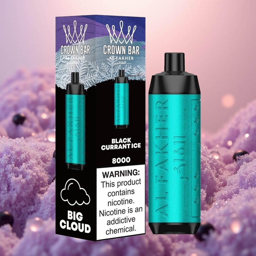 Al Fakher Crown Bar 8000 Crystal Solbær Is med Type-C og 18ml