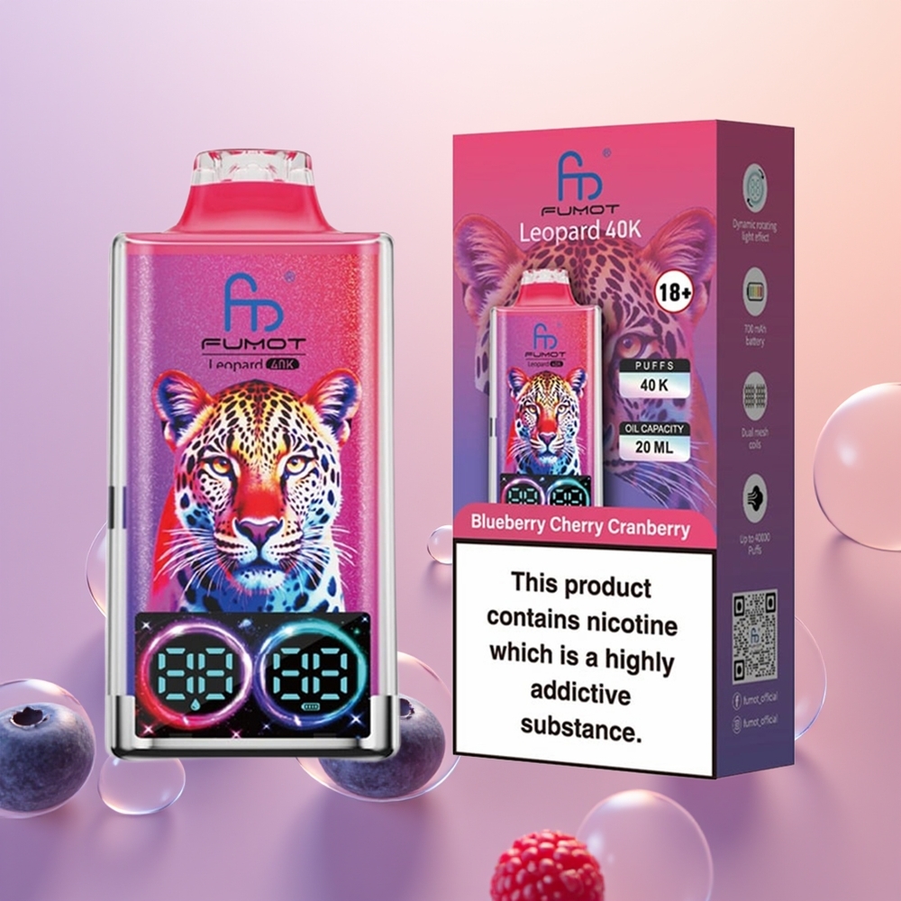 Fumot Leopard 40K Blåbær Kirsebær Tranebær 5% 700mAh Dual Mesh