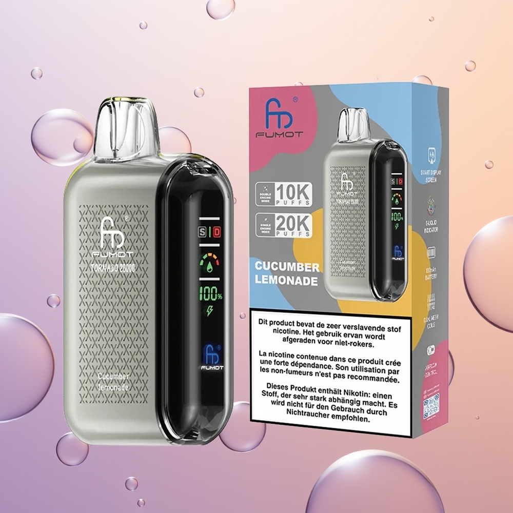 Fumot Tornado 20000 Agurk Lemonade med Dual Mesh Coil og Smart Display