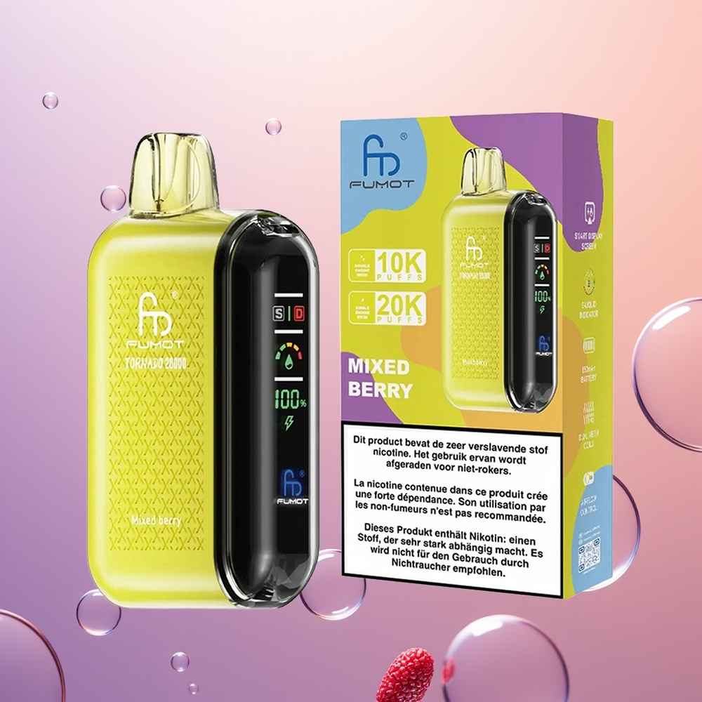 Fumot Tornado 20000 Blandet Bær Dual Mesh Coil Smart Display