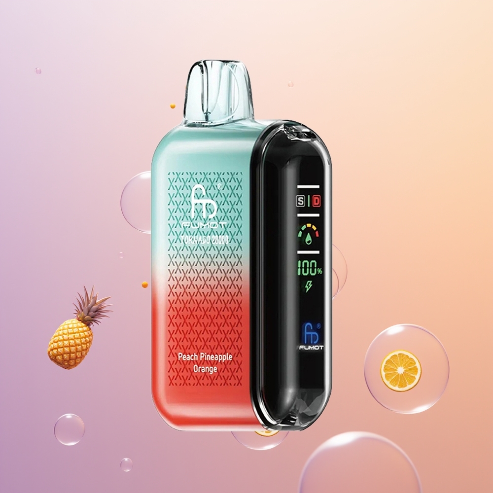 Fumot Tornado 20000 Fersken Ananas Appelsin Dual Mesh Coil Smart Display