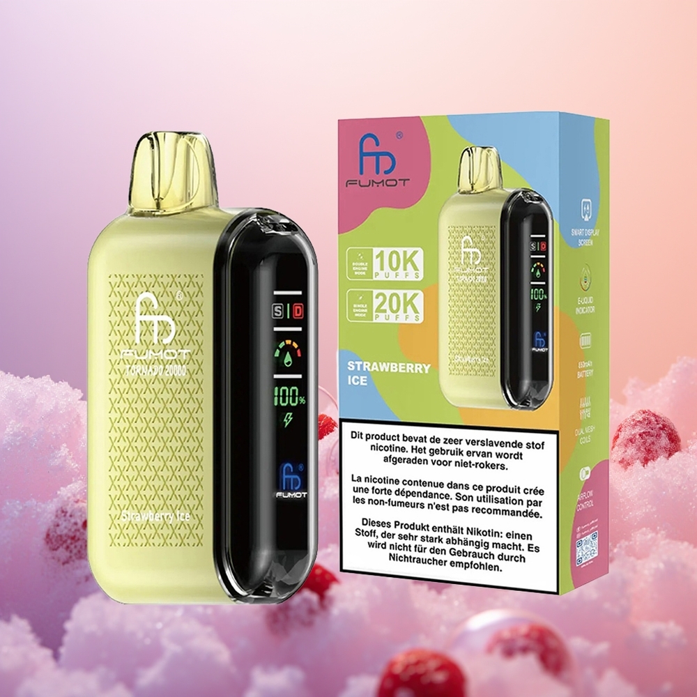 Fumot Tornado 20000 Jordbær Is Dual Mesh Coil Smart Display