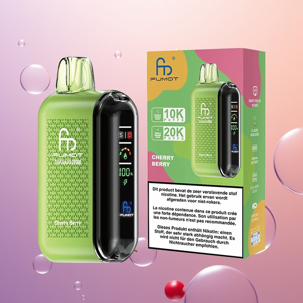 Fumot Tornado 20000 Kirsebær Bær Dual Mesh Smart Display
