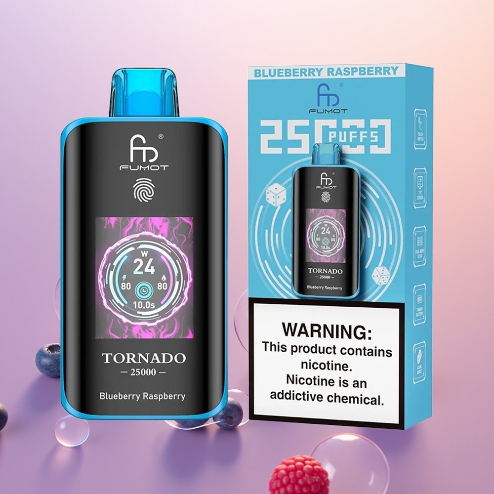 Fumot Tornado 25000 Blåbær Hindbær HD Skærm 700mAh Genopladelig