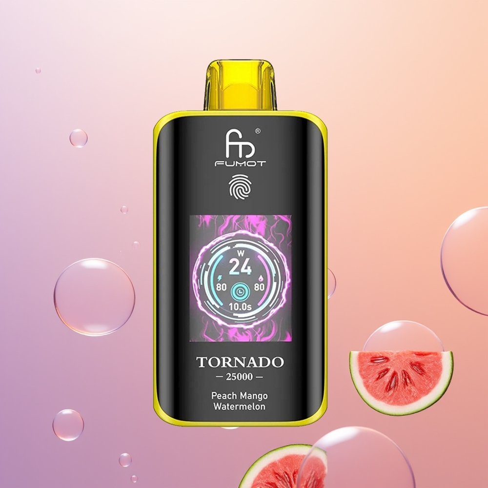 Fumot Tornado 25000 Fersken Mango Vandmelon HD Skærm Type-C Opladning