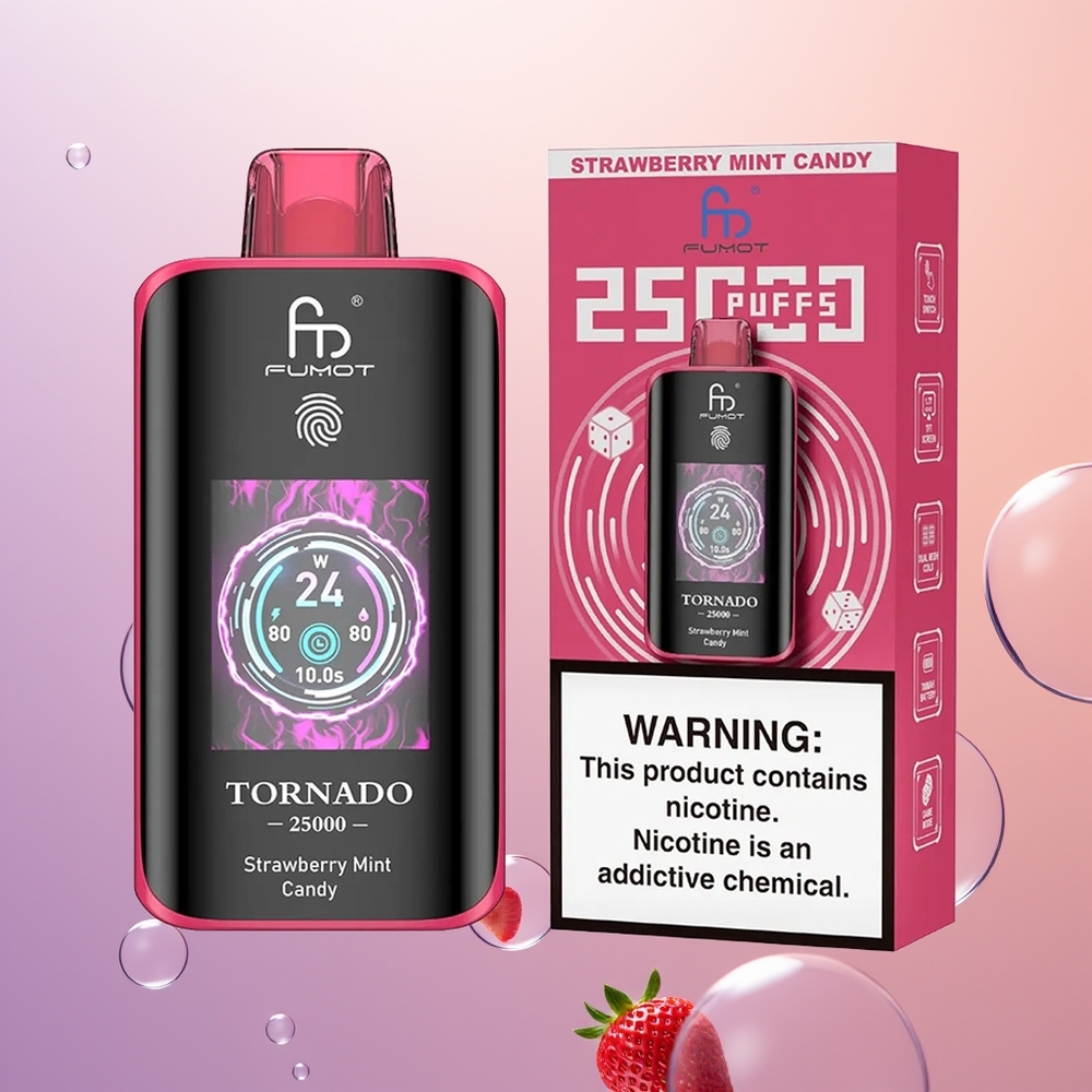 Fumot Tornado 25000 Jordbær Mynte Slik med 700mAh og Type-C