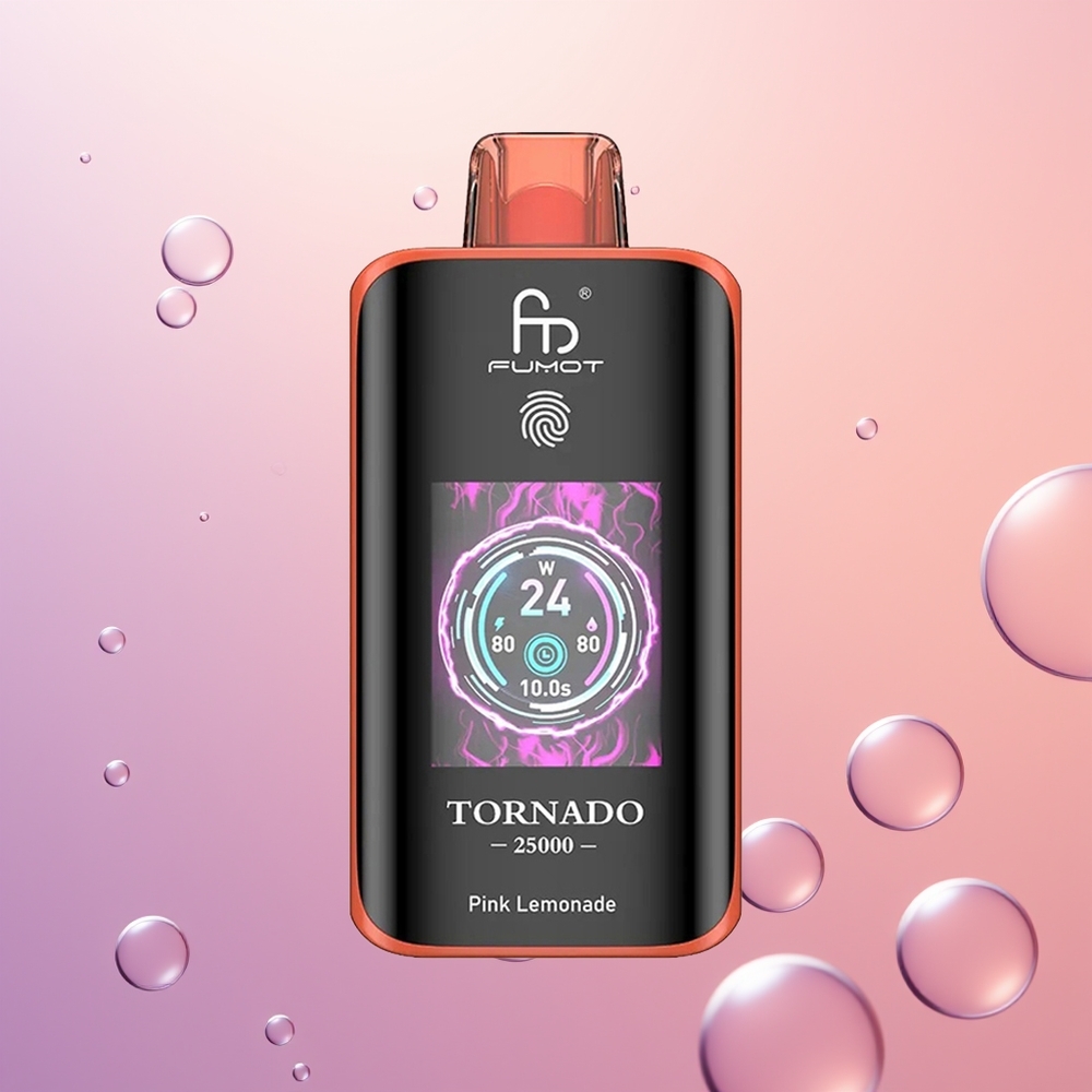 Fumot Tornado 25000 Rosa Citronvand med HD-skærm og Type-C opladning