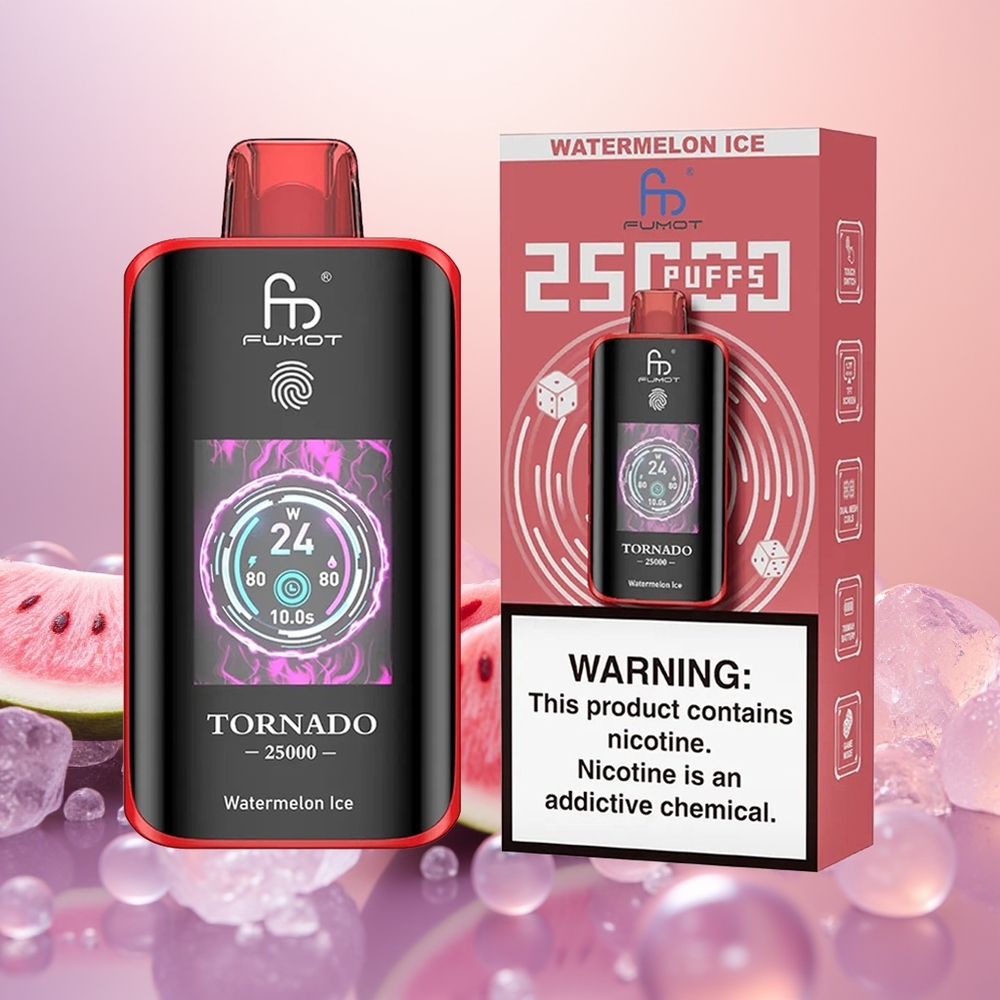 Fumot Tornado 25000 Vandmelon Is med HD-skærm og Type-C opladning
