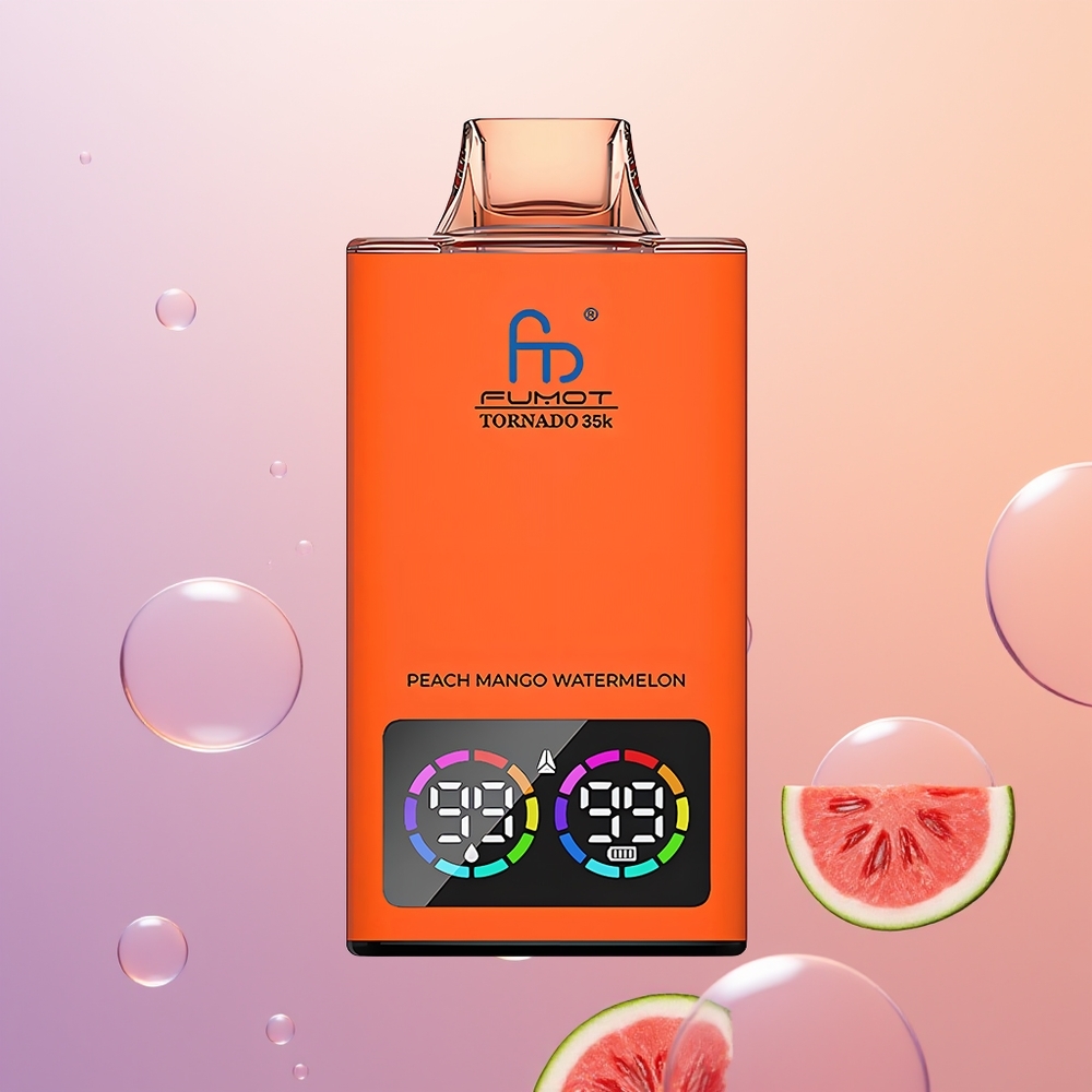Fumot Tornado 35000 Fersken Mango Vandmelon Dual Mesh Hurtig Opladning