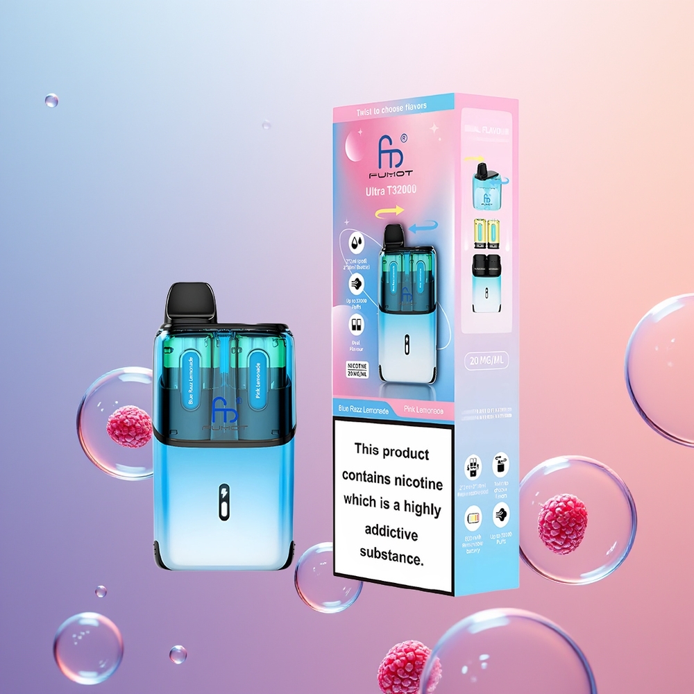 Fumot Ultra T32000 Blå Hindbær Lemonade - Lyserød Lemonade med 800mAh og 24ml