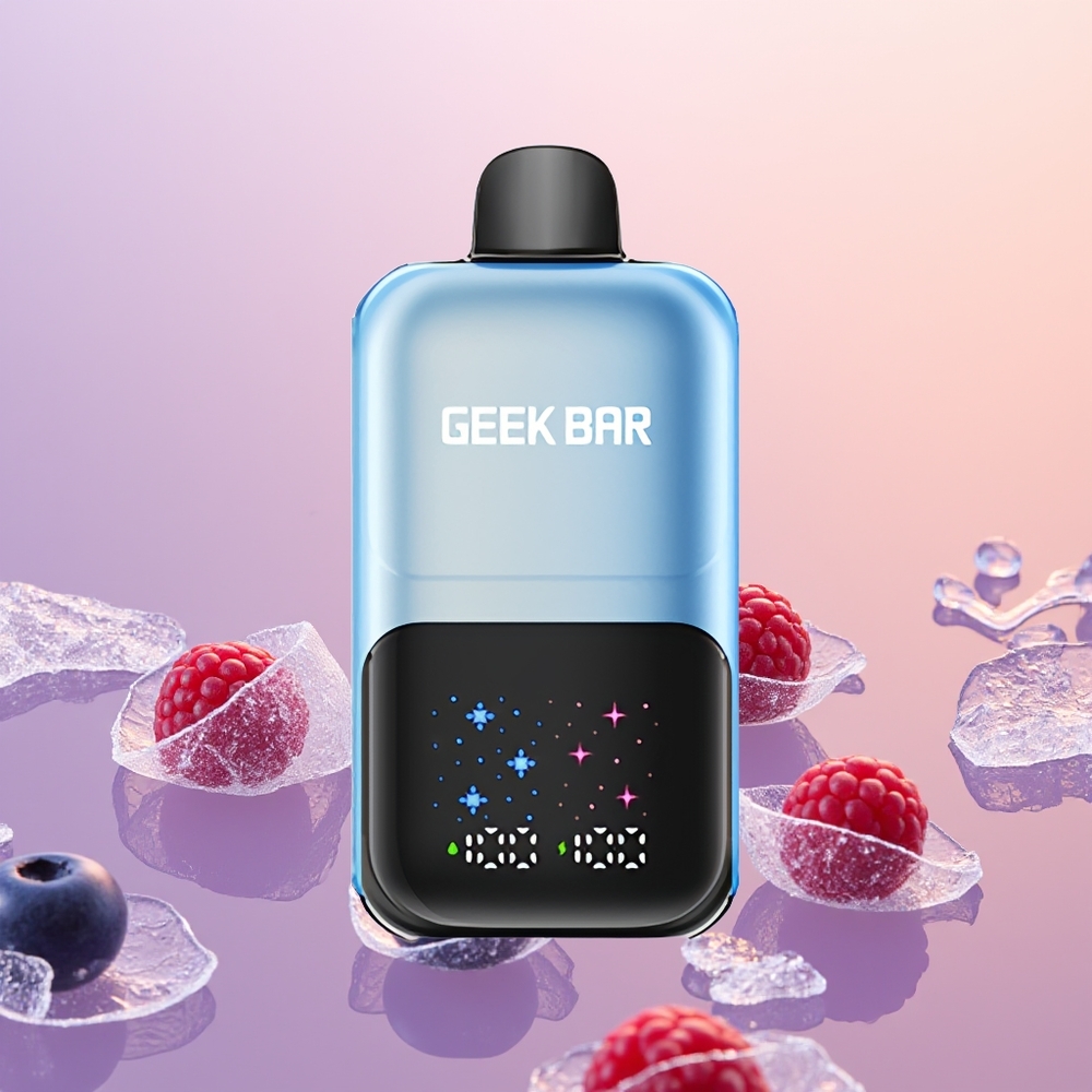 GEEK BAR 2GO 20ml 50000 Blåbær Hindbær Is med Interaktiv Stor Skærm og Justerbar Smag/Kølighed