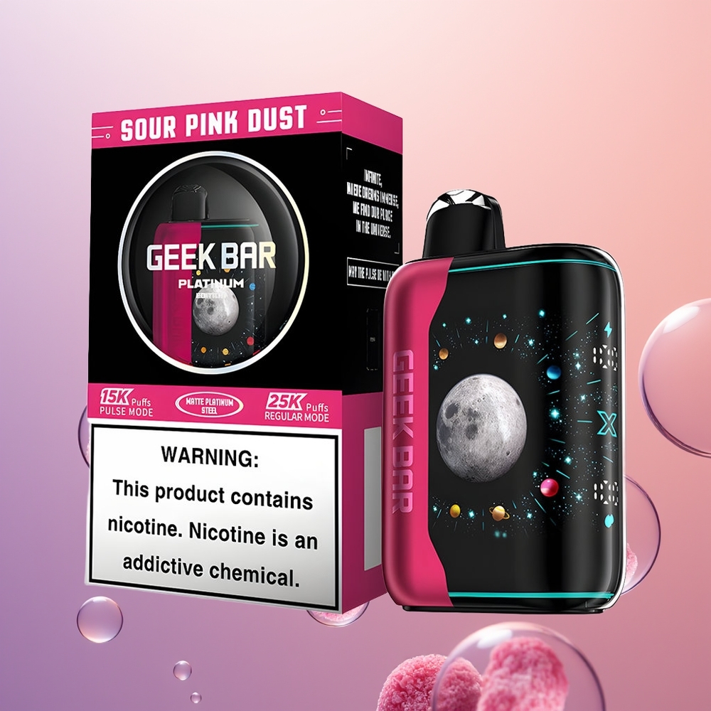 GEEK BAR Platinum Edition 25000 Sur Pink Støv Med 2% Nikotin Og Dobbelt Mesh Spole