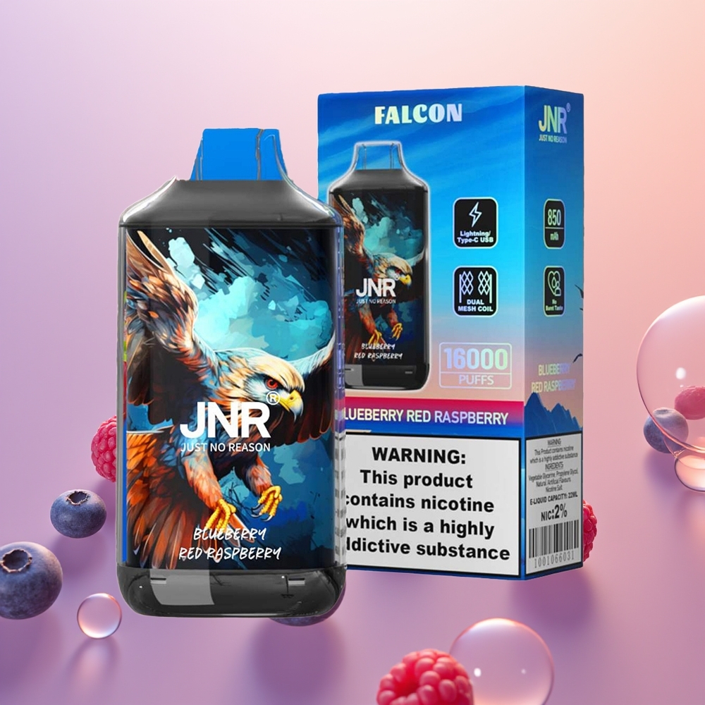 JNR Falcon 16000 Blåbær Rød Hindbær 850 mAh Dual Mesh Coil