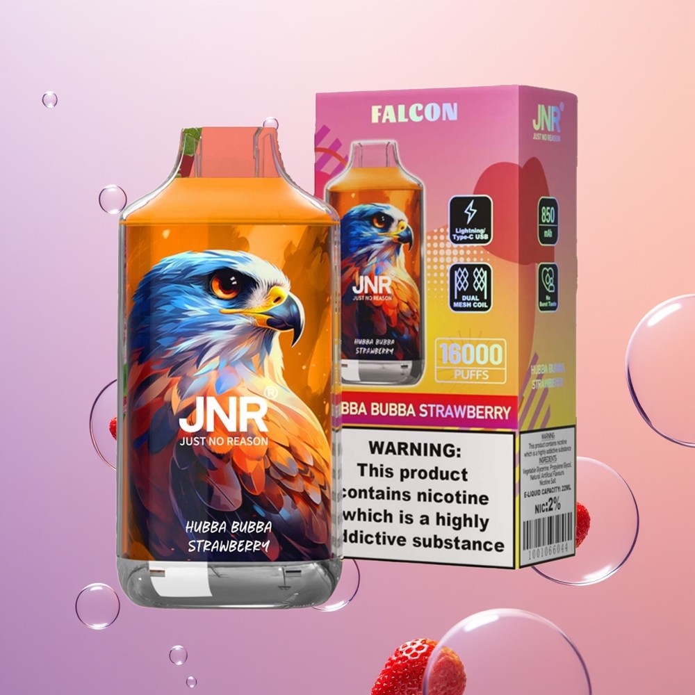 JNR Falcon 16000 Hubba Bubba Jordbær Dual Mesh & Smart LED