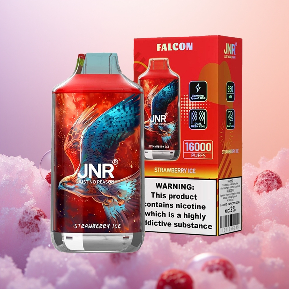 JNR Falcon 16000 Jordbær Is 850 mAh Dual Mesh Coil