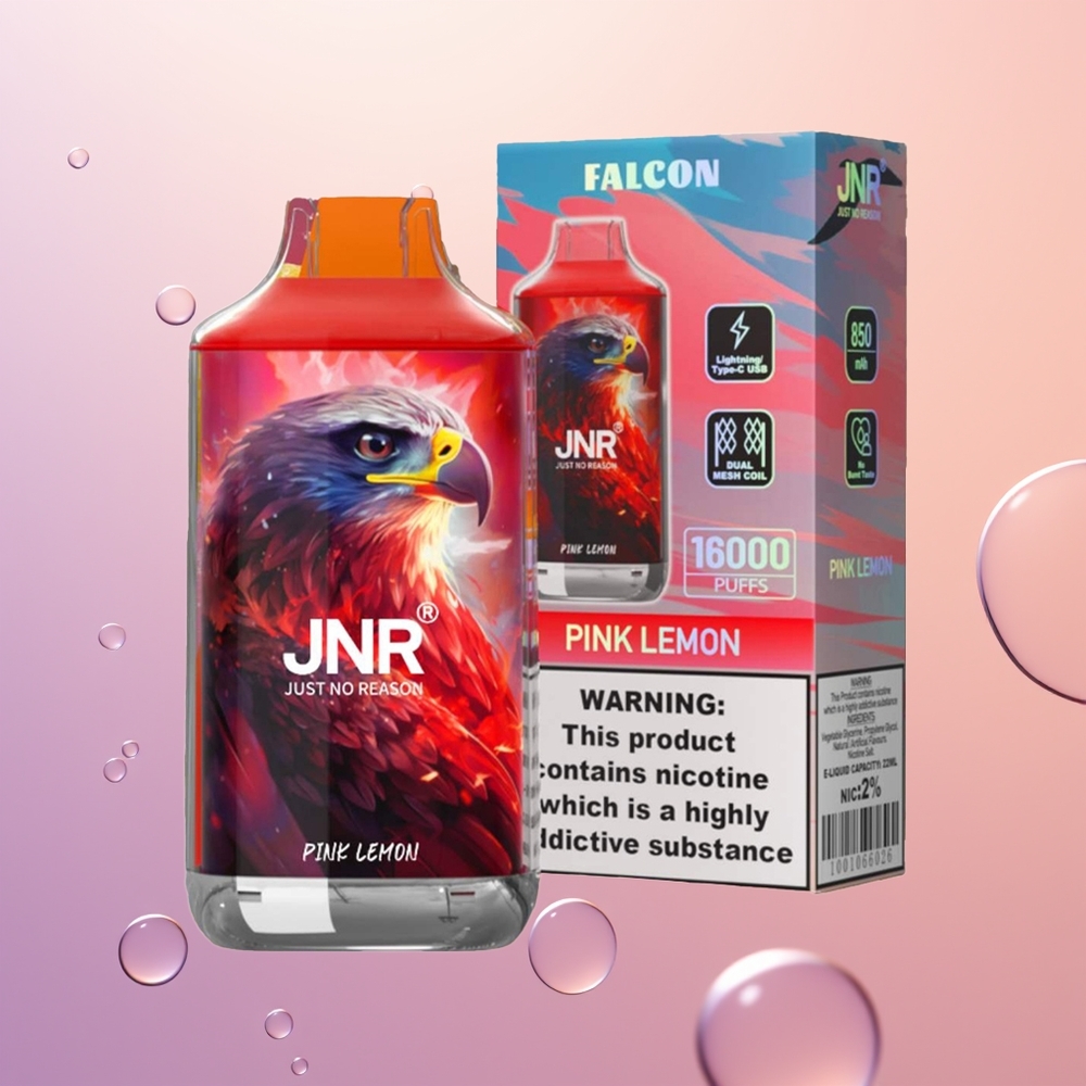 JNR Falcon 16000 Rosa Citron Dual Mesh 850mAh Type C LED 0% 2%