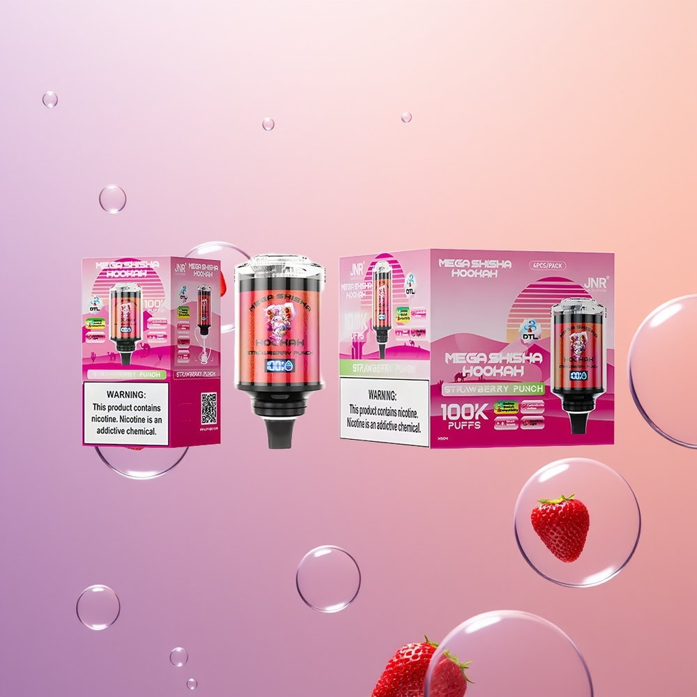 JNR Mega Shisha Hookah 100K Jordbær Punch med 60ml Kapacitet og 2200mAh Batteri
