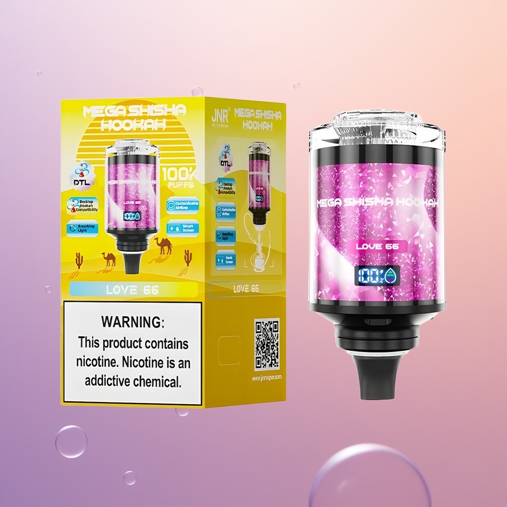 JNR Mega Shisha Hookah 100K Kærlighed 66 2200mAh Justerbar Luftstrøm