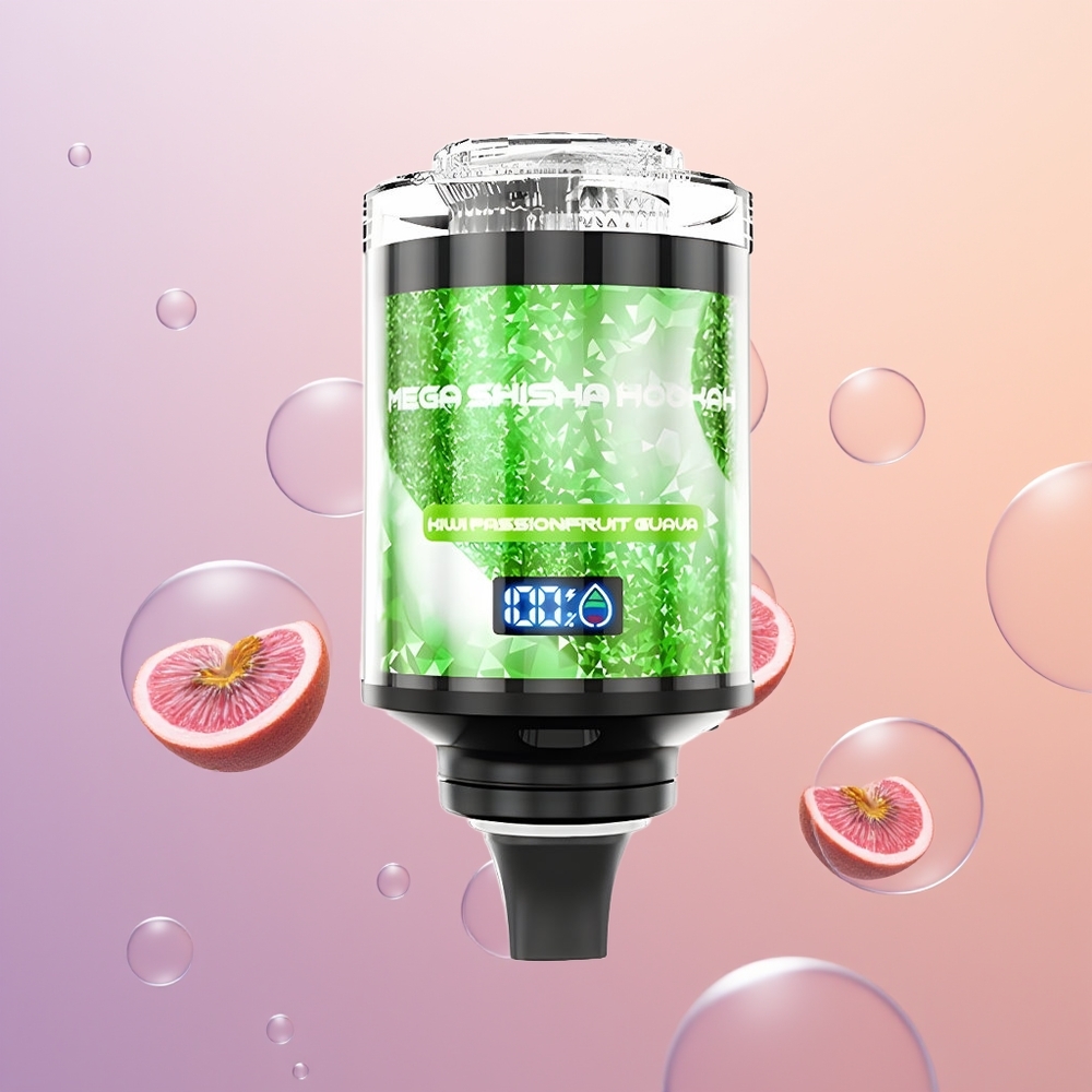 JNR Mega Shisha Hookah 100K Kiwi Passionfrugt Guava 2200mAh Justerbar Luftstrøm
