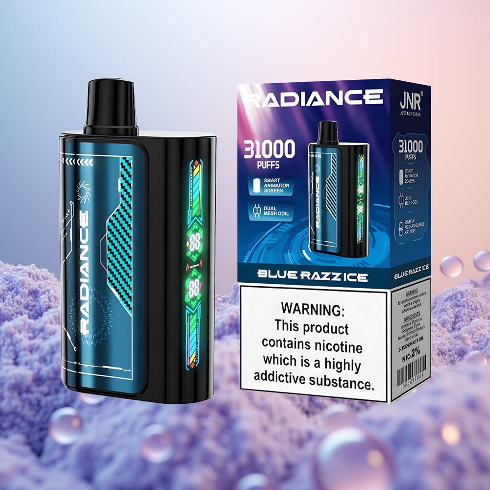 JNR Radiance 31000 Blå Hindbær Is med Dual Mesh Coil og Type-C Opladning
