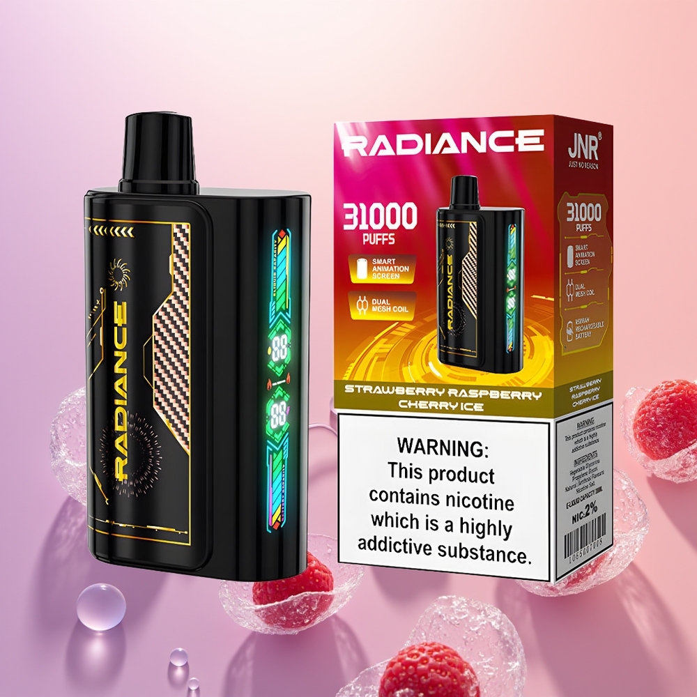 JNR Radiance 31000 Jordbær Hindbær Kirsebær Is med Dual Mesh Coil og Type-C Opladning