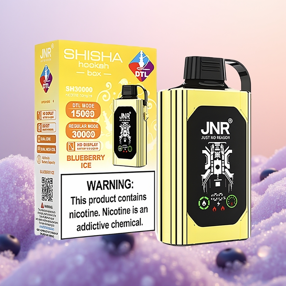 JNR Shisha Hookah Box 20500 Blåbær Is HD Display Dual Mesh Coil