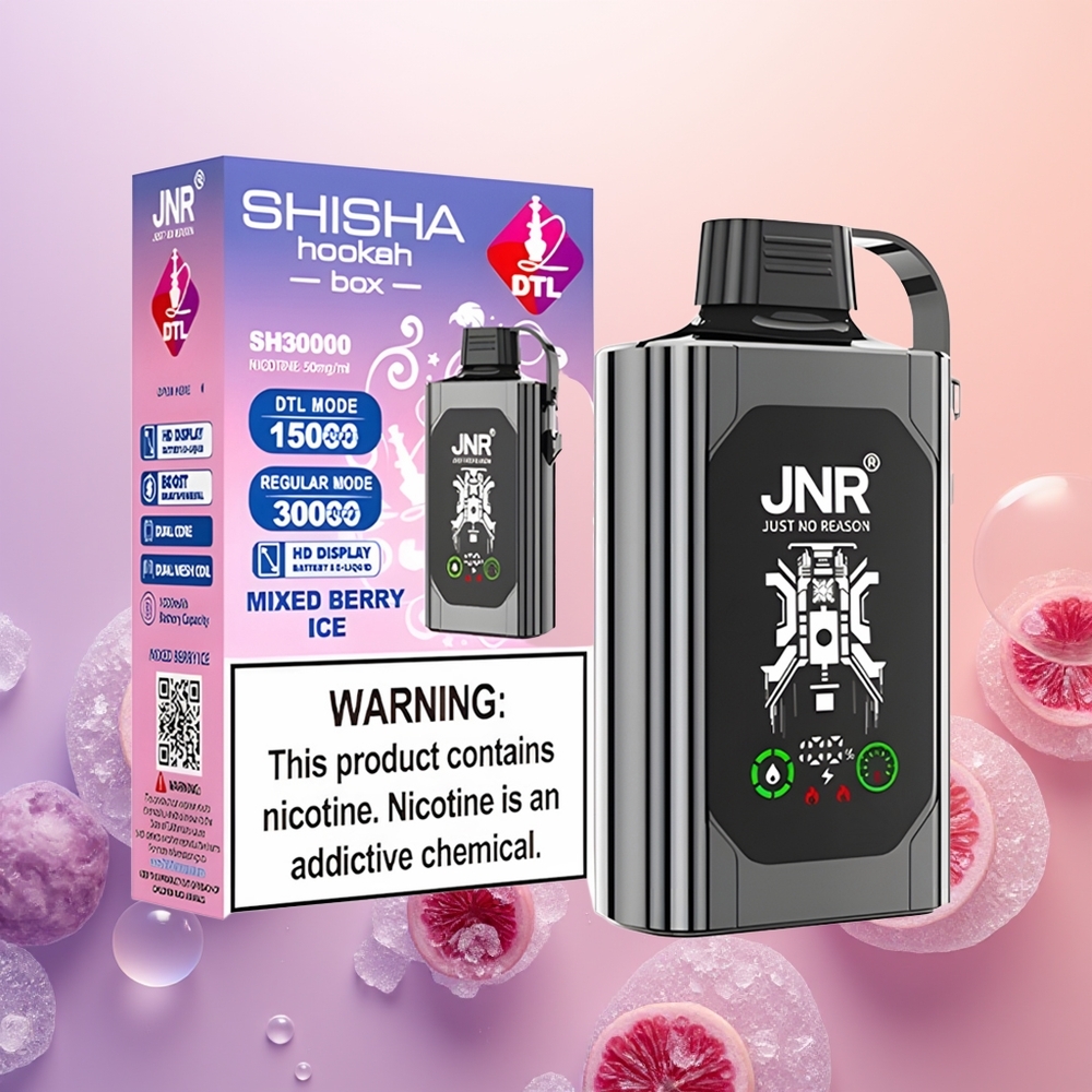 JNR Shisha Hookah Box 20500 Blandet Bær Is med Dual Mesh Coil og Type-C Hurtigopladning