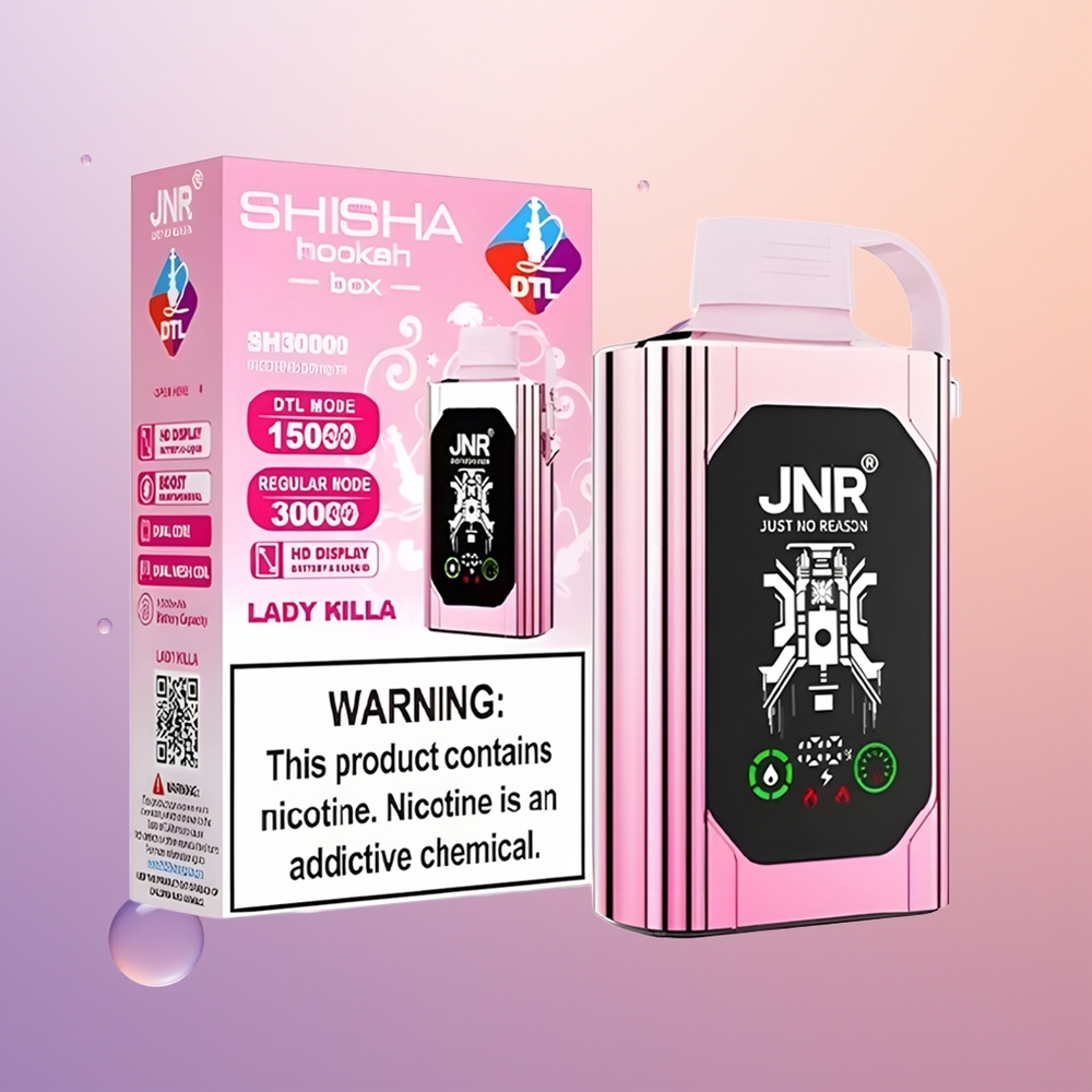 JNR Shisha Hookah Box 20500 Damemorderen HD Skærm Dual Mesh Coil & Dual Core Hurtig Opladning Type-C