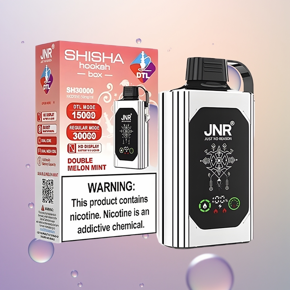 JNR Shisha Hookah Box 20500 Dobbelt Melon Mynte HD Skærm & Dual Mesh Spole