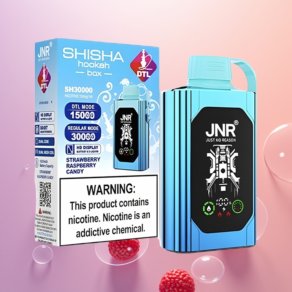 JNR Shisha Hookah Box 20500 Jordbær Hindbær Slik med HD-skærm og Dobbelt Mesh Spole