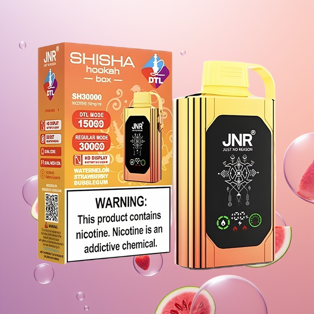 JNR Shisha Hookah Box 20500 Vandmelon Jordbær Bubblegum HD Skærm Dobbelt Mesh Spole