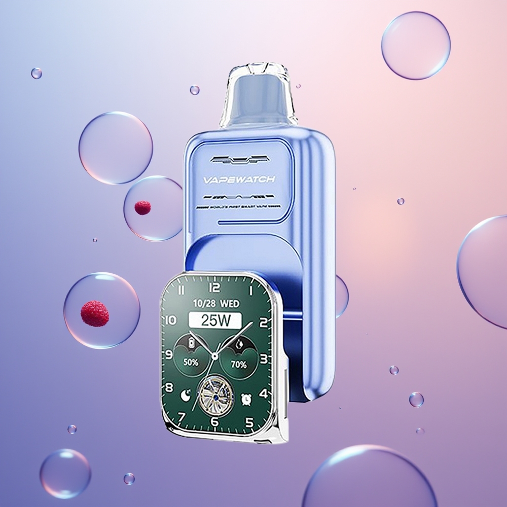 JNR VapeWatch 30000 Blå Hindbær Is Dual Mesh Coil Type-C Quick Charge
