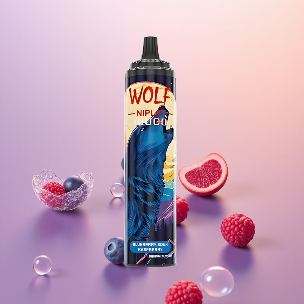 JNR Wolf Niplo 10000 Blåbær Sur Hindbær Type-C Hurtigopladning 20ml